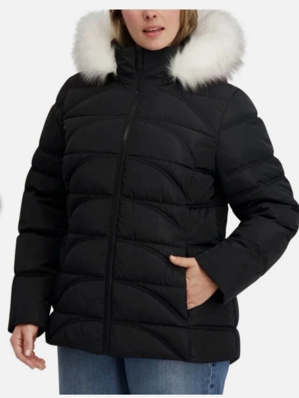 New! Nautica Black Hooded Water Resistant Puffer Coat Size S